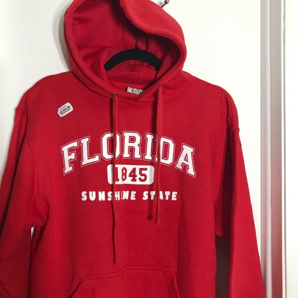 Pacific & Co. The Perfect Unisex Hoodie Florida 1845 Sunshine State Red Sz S New